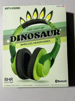 BNIB Led light up Dinosaur wireless headphones