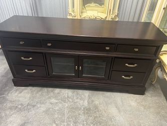 Dark Wood Media Console Sideboard