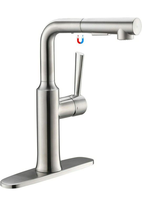 CREA Kitchen Faucets with Pull Down Sprayer, Bar Sink Faucet Brushed Nickel with Magnetic Docking, Commercial Modern Faucet rv Kitchen Sink Faucet
