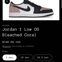 Nike Air Jordan 1 Low Coral Men’s Sizes