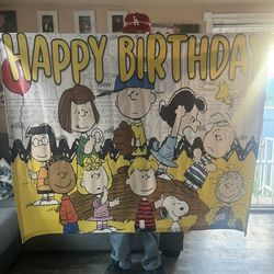 Birthday Banner Charlie Brown Gang