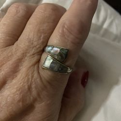 Sterling Silver Abaloney Size 9 Ring Adjustable  Size 7-9... Only $55