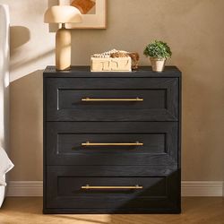 mopio Blake 3 Drawer Dresser for Bedroom, Chest of Drawers, Wood Organizer, Modern Farmhouse, Tall Night Stand, Enhanced Safety, Sturdy Compliant (1, 