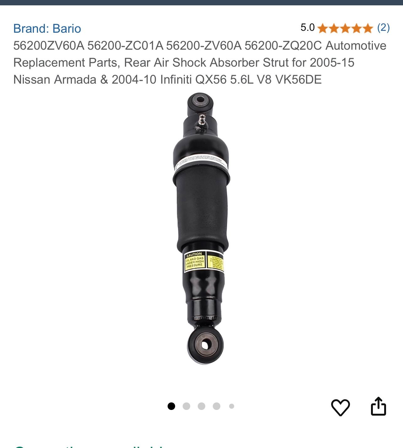 Replacement Parts, Rear Air Shock Absorber Strut for 2005-15 Nissan Armada & 2004-10 Infiniti QX56 5.6L V8 VK56DE
