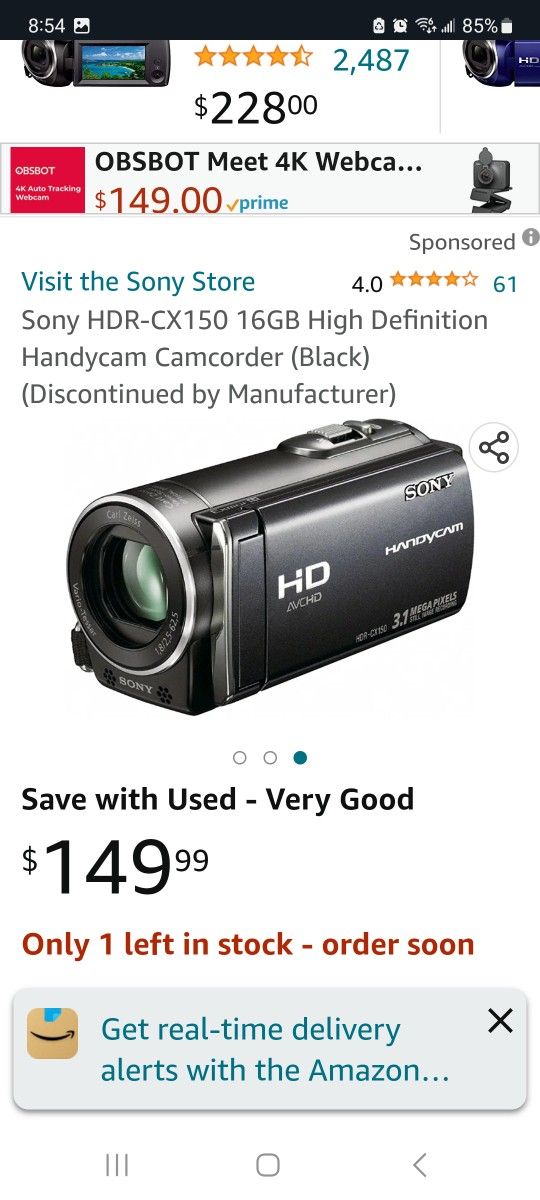 Sony Camera Handycam Sony Como Webcam Sony HDR-CX150 16GB High