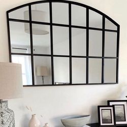 New In Box 43”W x 28”H Wall Decor Mirror Black Metal Frame With MDF Backboard Indoor Furniture Decoration 