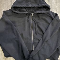 Large Hollister Cropped Zip Sweater Black