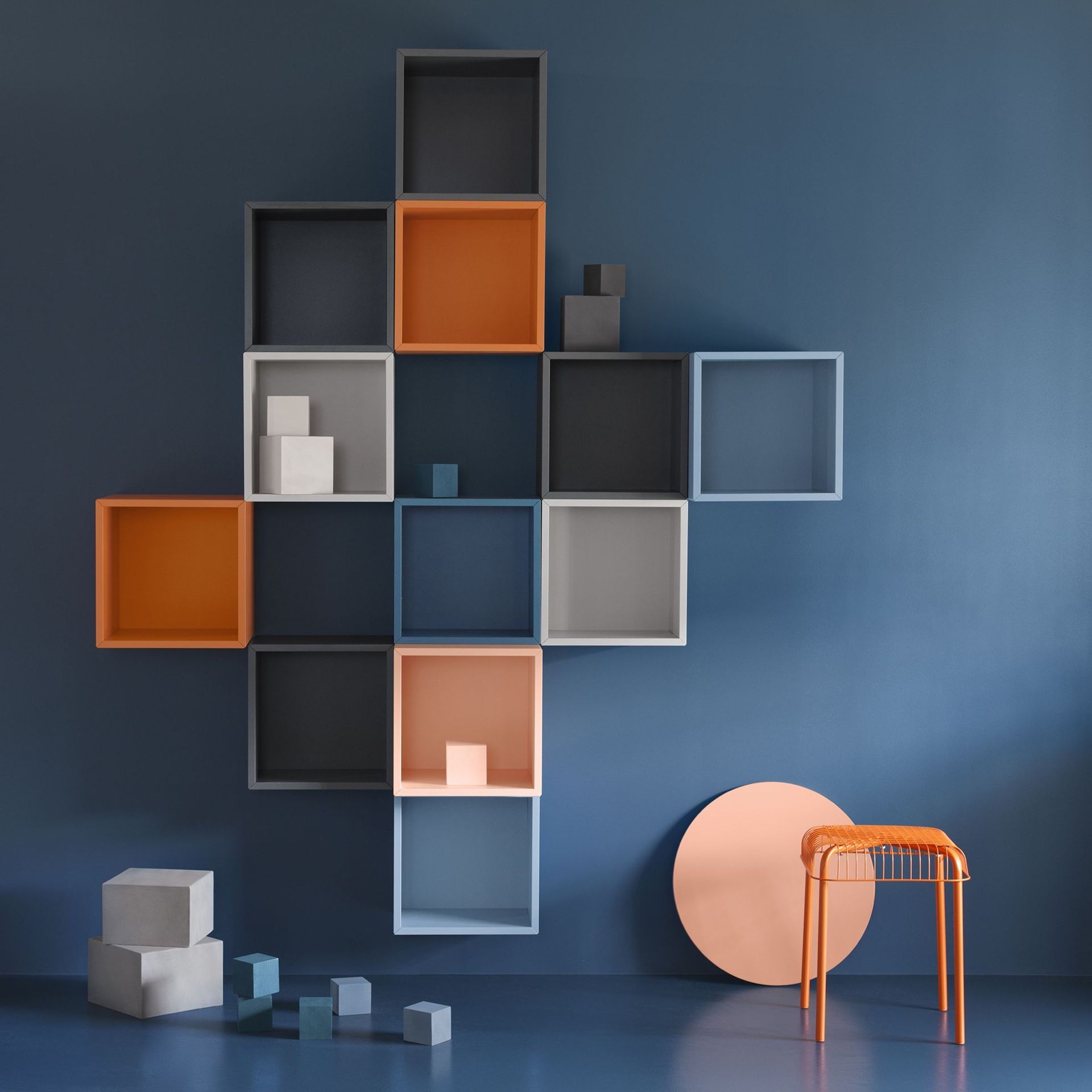 IKEA Iket orange wall mount cabinet shelves (quantity x 3) unused
