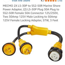MECMO 2/L5-30P to SS2-50R Marine Shore Power Adapter 