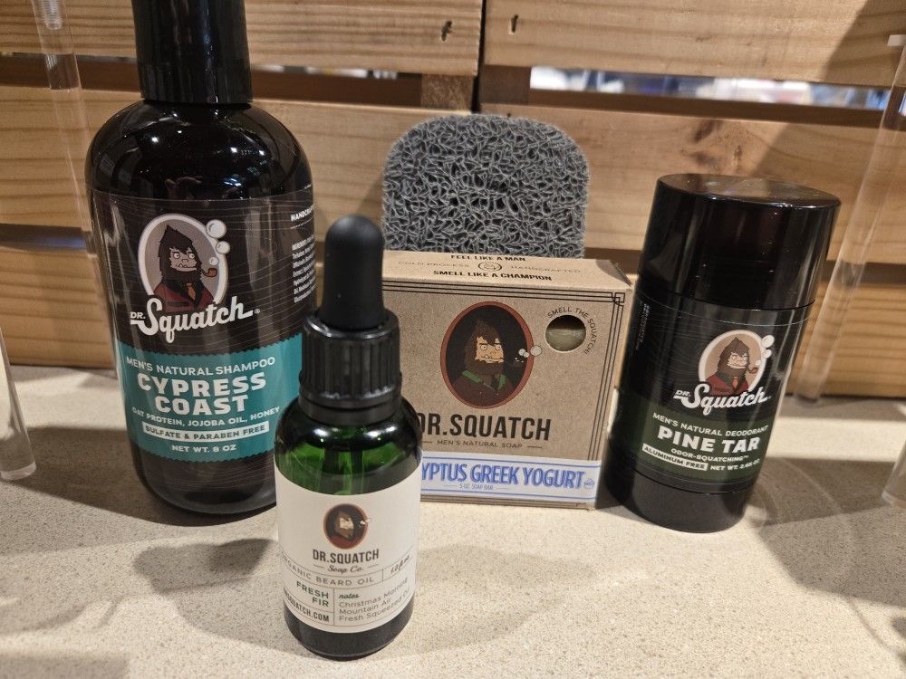Dr Squatch 5 Pc Self Care Assortment Lot/Soap/Shampoo/Deo/Beard Oil/Soap Saver