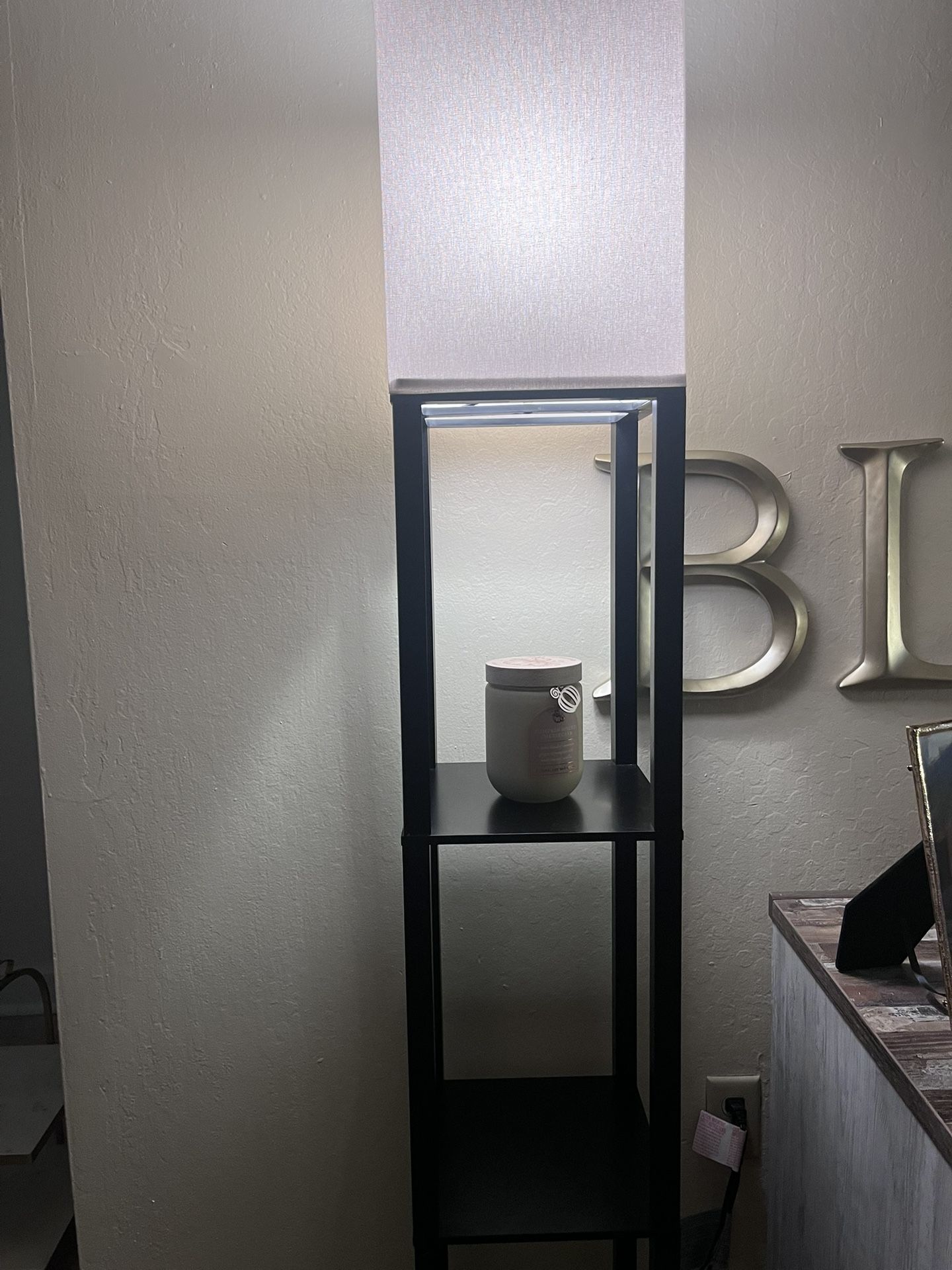 Black and white floor lamp