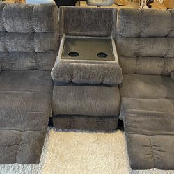 Grey Reclining Couch For Sale