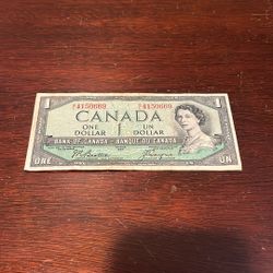 1954 Canada One Dollar Bill. 