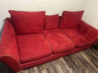 Red suede couch like new