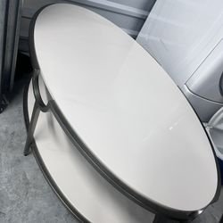 2 Bernhardt Morello Transitional Style Faux Carrera Marble & Steel Cocktail / Coffee  Tables