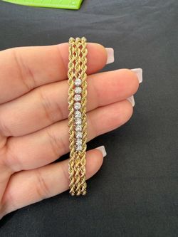 Vintage 14k Gold Diamond Rope Bracelet 7.25 in. 18g