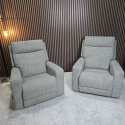 LIKE NEW - 2 Matching Gray La-Z-Boy Jax Rocker Recliner