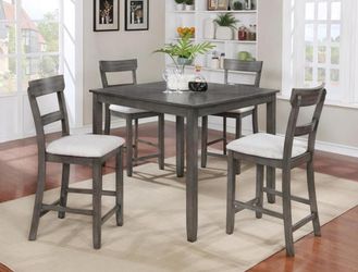 Grey Dining Table Set with 4 Chairs