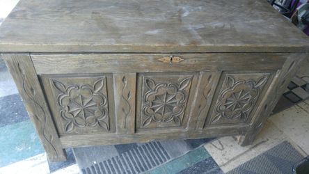 Antique solid Cesar chest on wheels