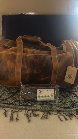 Aaron Leather Goods 20-inch Genuine Leather Duffle Bag