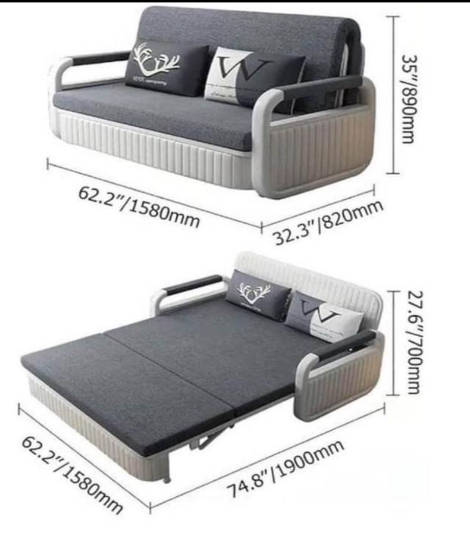 ✌️ homary 62" Sleeper Sofa Bed with Storage, Modern Deep Gray Reversible Sleeper Sectional Sofa