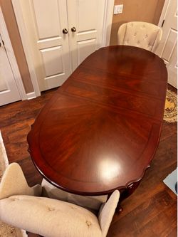 Traditional Cherry Dining Table Set – 8 Chairs, 2 Leaves, Seats 10