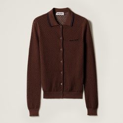 Miu Miu Brown Cotton Cardigan New