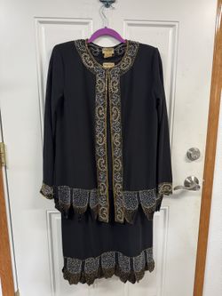Midnight Velvet Black 3-Piece Dress Set Size M - New