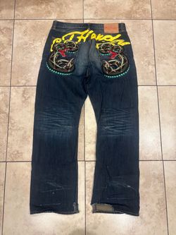 Y2K 2009 Ed Hardy Rattlesnake Denim Baggy Jeans