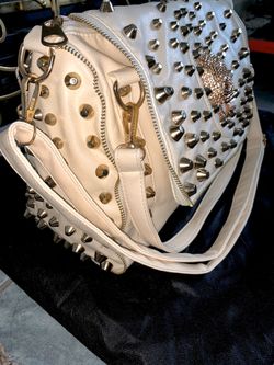 Cream Color Skull Studded Purse w/ Crossbody “Excellent Condition” $25