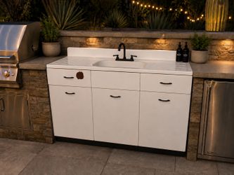 MUST GO!! 40's-50's Vintage Metal Drainboard Metal Kitchen Sink and Metal Base Cabinet--READ THE AD