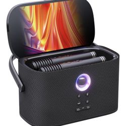 Ikarao Portable Karaoke Machine for Adults, Built-in Lyrics Display and Screen, 2 Self-Charging Wireless Microphones, Karaoke App, 140W Speaker, Conne