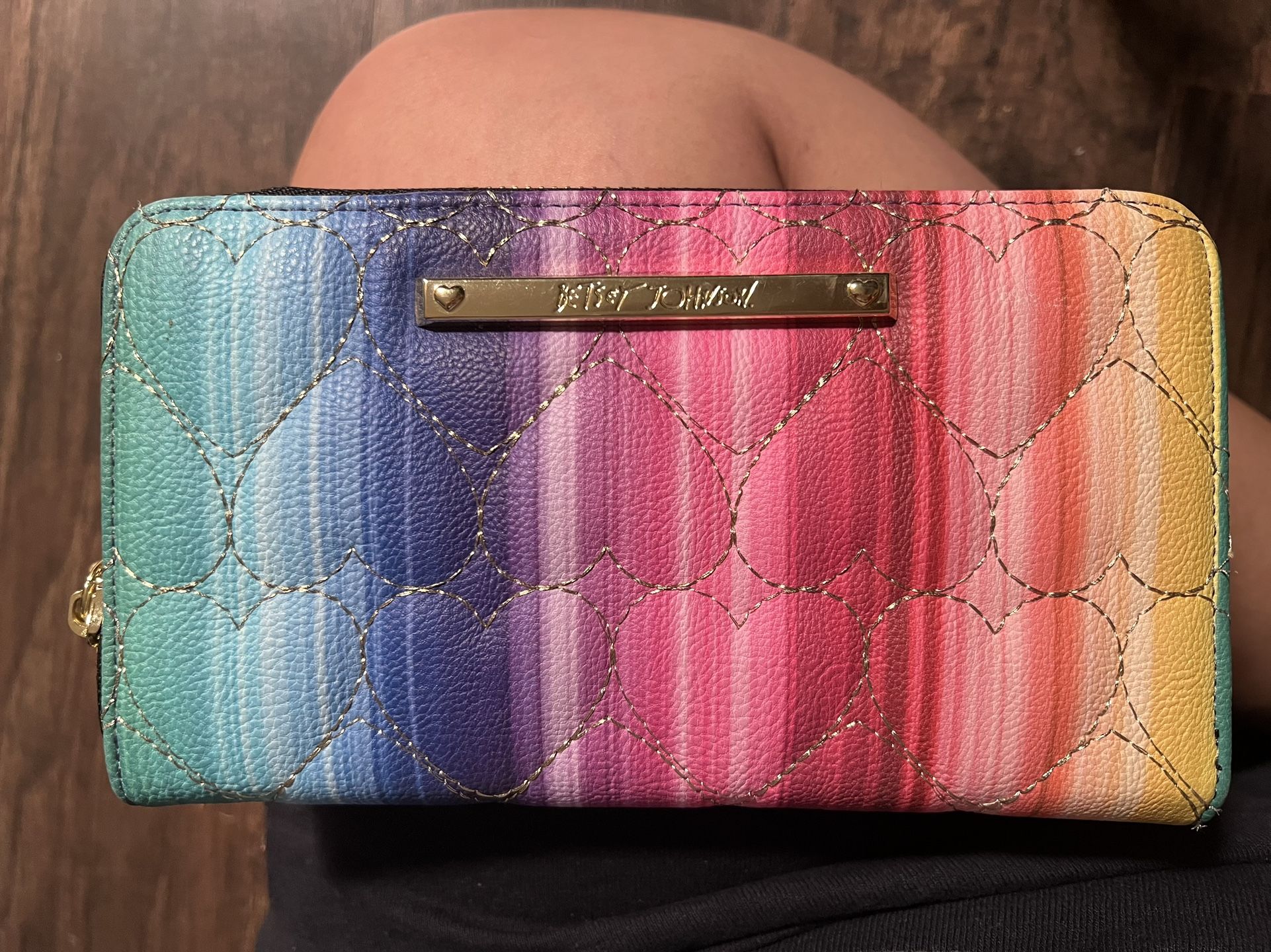Betsey Johnson Rainbow Hearts Full Length Wallet