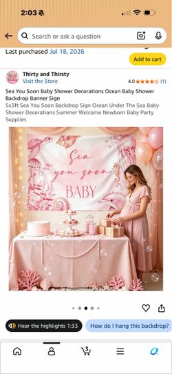 Sea You Soon Baby Shower Backdrop Banner