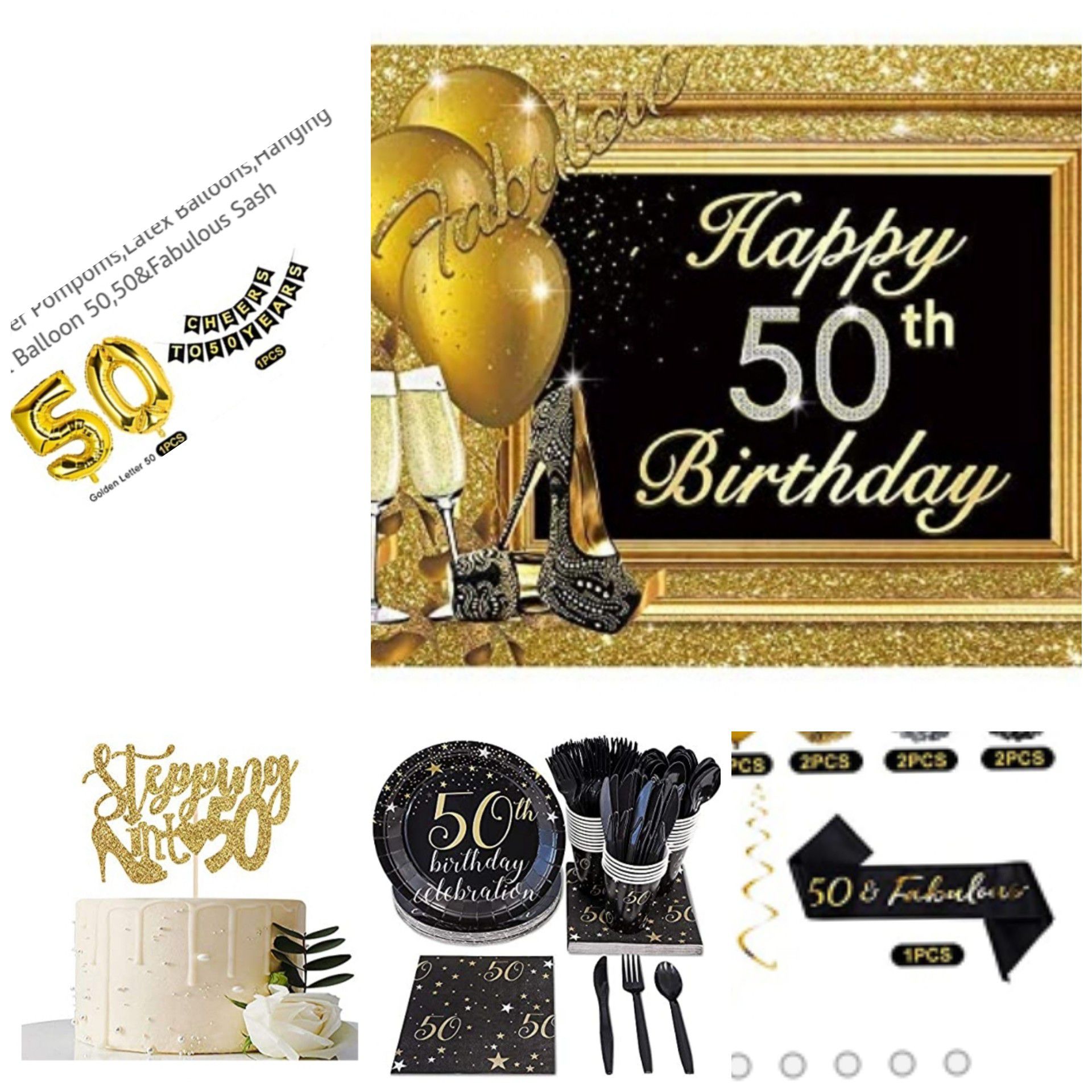 Gold and Black(50th) birthday decorations for a woman