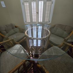 Glass wicker dining table