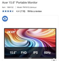 NEW Acer 15.6" Portable Monitor