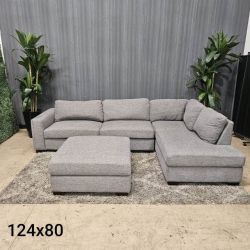 Comfy Gray Sectional Sofa + Ottoman (Delivery Available!! )