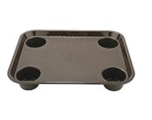 G.E.T. FT-20-R Stackable Cafeteria / Fast Food Plastic Tray, 17" x 14", Brown (Set of 12)