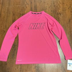 Nike Swim Pink Long Sleeve Shirt Size M