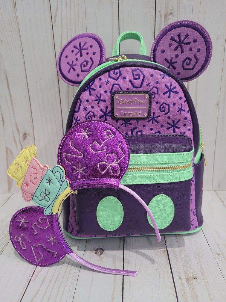 Disney Parks 2022 Loungefly Main Attraction Mad Tea Party Backpack Set