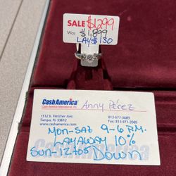 Engagement Ring 💍 14Kt White Gold Size 8.5 And 5.6 Grams 