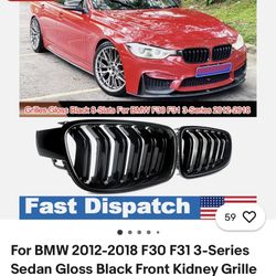 For BMW 2012-2018 F30 F31 3-Series Sedan Gloss Black Front Kidney Grille Grill