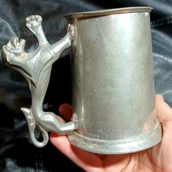 Very Old English Solid Pewter Tankard
