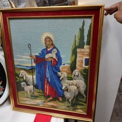 Jesus Flock Sheep Christian Needlepoint