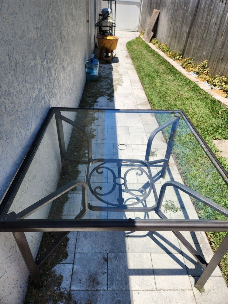 Glass Square Outdoor Table