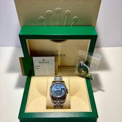 Rolex Datejust Blue Roman dial Jubilee strap White Gold Fluted Bezel 36mm 116234