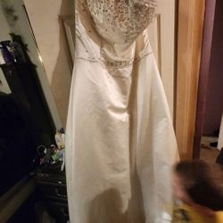 Demetrios Wedding Dress & David Bridal Bridesmaid Dress
