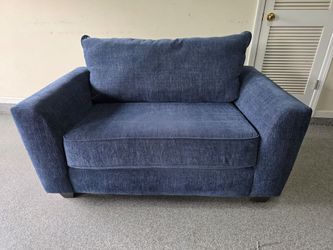 Ultra-Comfy Denim/Navy Blue "Chair-and-a-Half" Armchair – Excellent Condition!