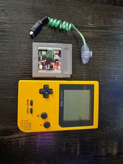 Yellow Nintendo Game Boy Pocket MGB-001 + Baseball Game – Tested Working (Missing Battery Shell)